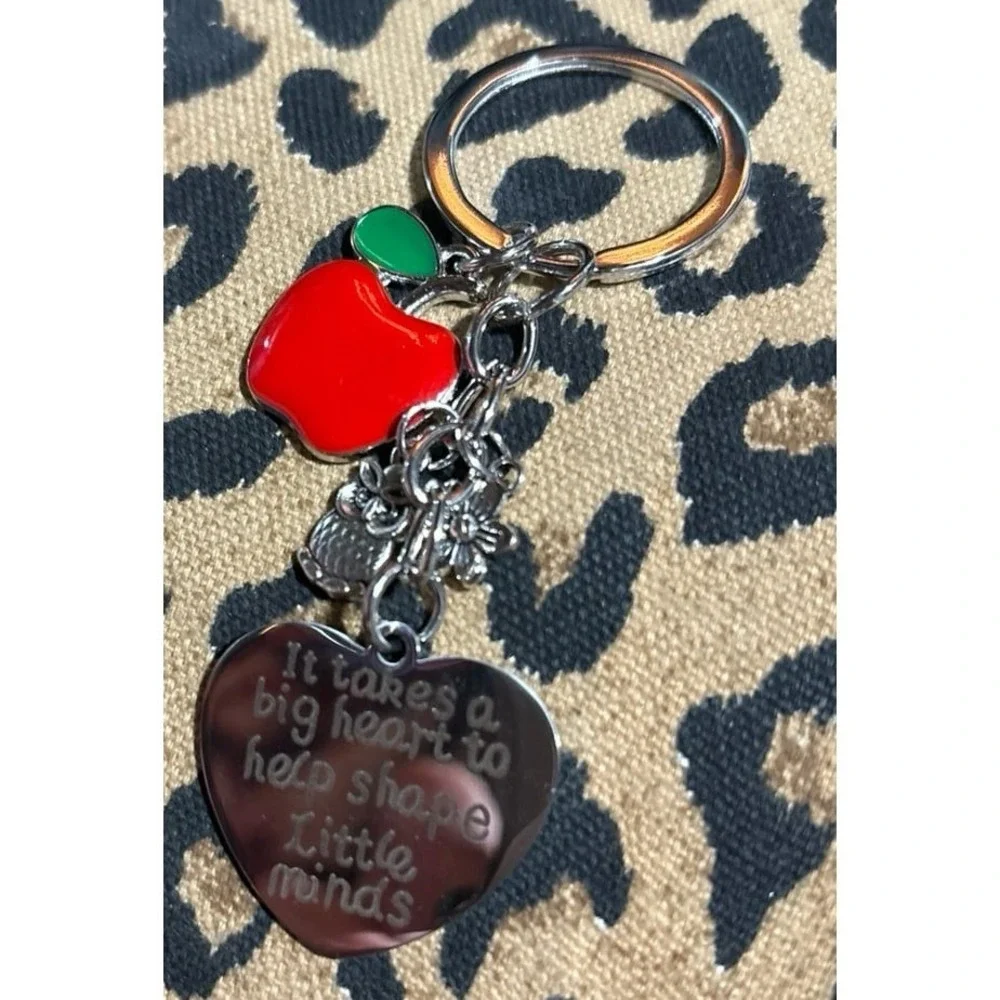 NEW Silver Teacher Keychain - Takes a Big Heart to Shape Little Minds, Heart